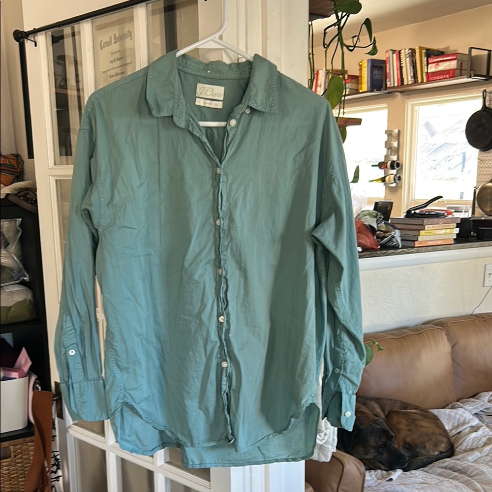 J.Crew Relaxed-fit Garment-dyed Cotton Poplin Shirt (Antique Mineral/12)